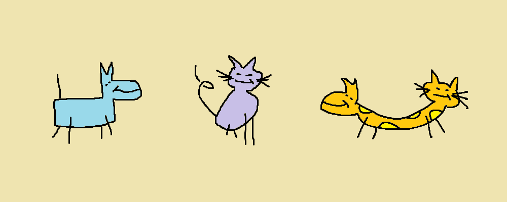 A dog, a cat, and a catdog all seem to be chilling