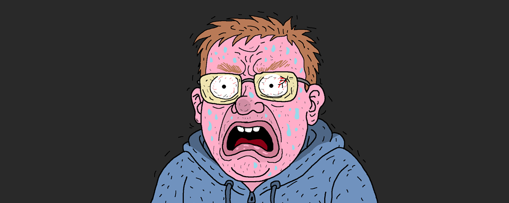 Close up of a dude looking very very angry