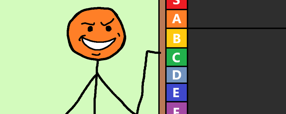 A smug character points at a tierlist