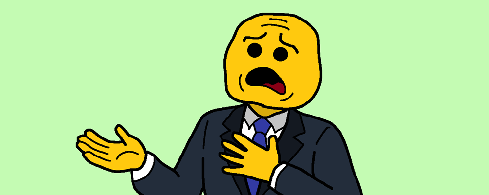 A person in a suit seems to be pleading