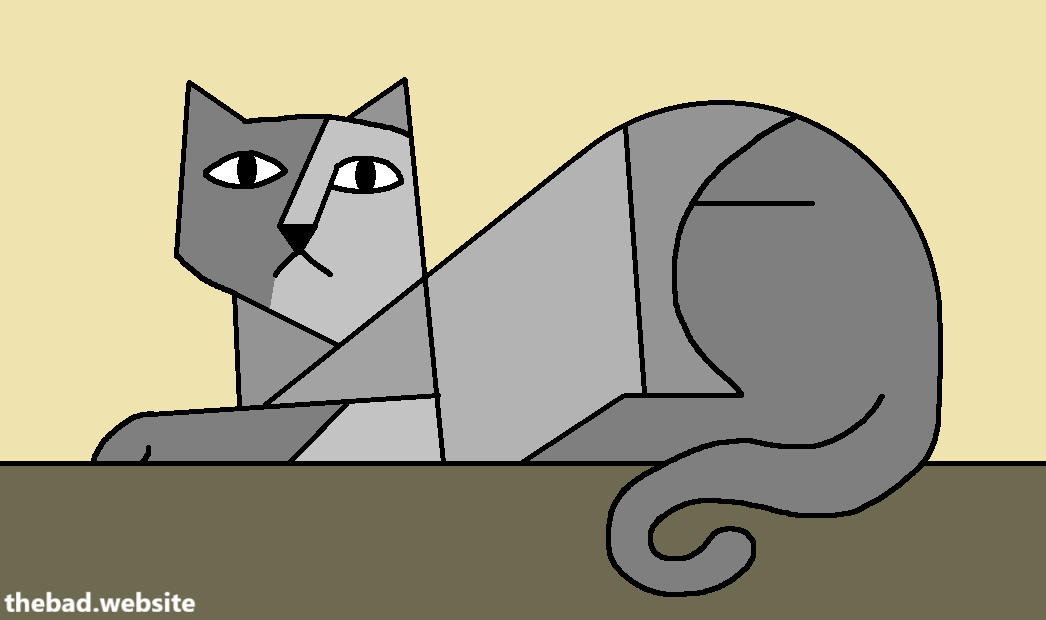 Cubist portrait of a grey cat
