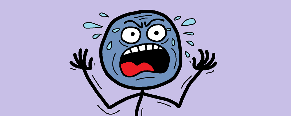 An angry gesticulating character