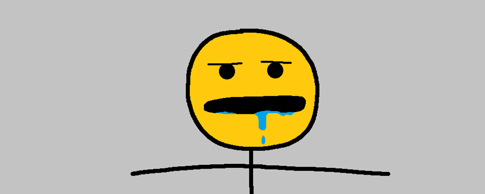 A drooling t-posing character