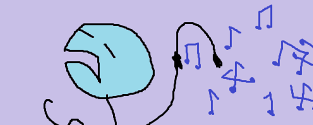 A character listens to music, the notes turn into swastikas