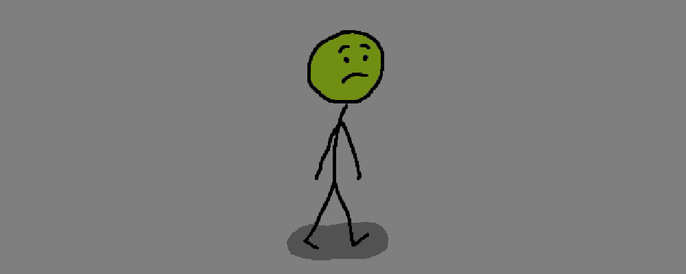 A gloomy character walks