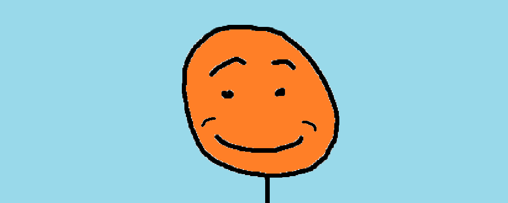 Creepy orange smiling character