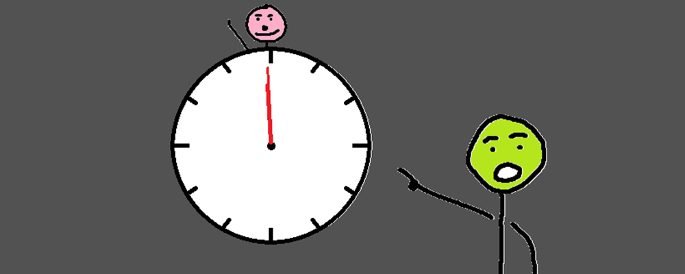 A stick character does a soy face and points to a clock with Hitler above it