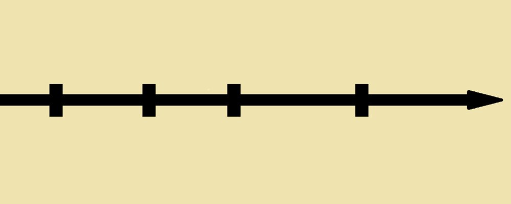 An arrow with vertical bars on it
