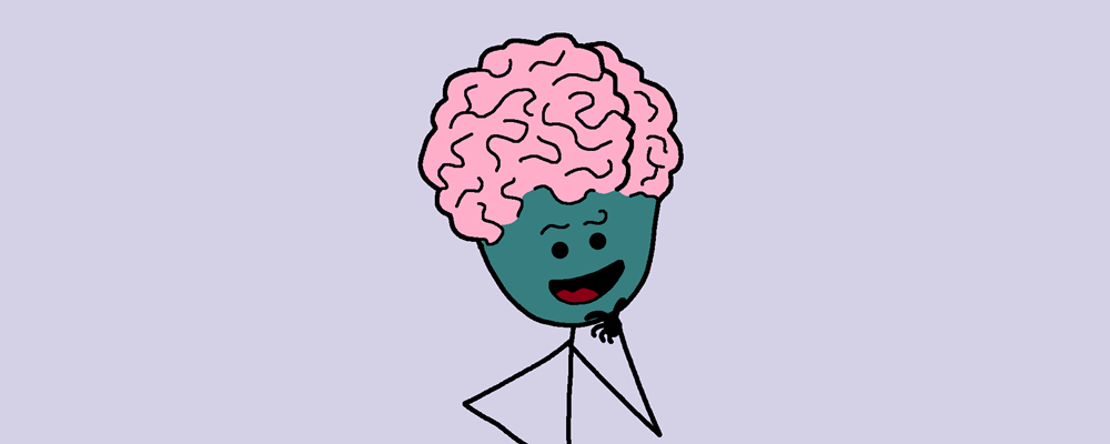 A character with a big brain thinks