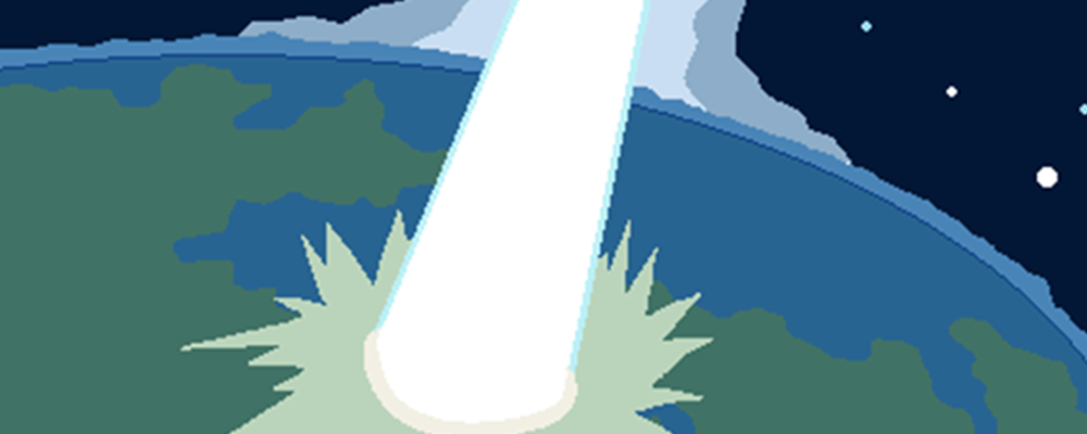 A beam of light hits the Earth