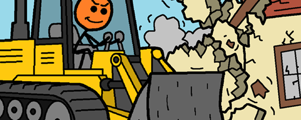 A house is being bulldozed