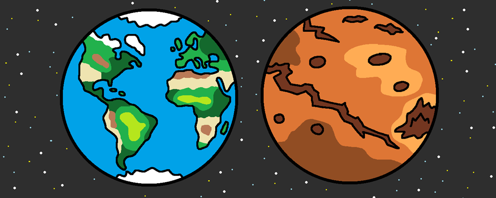 Two planets, in space