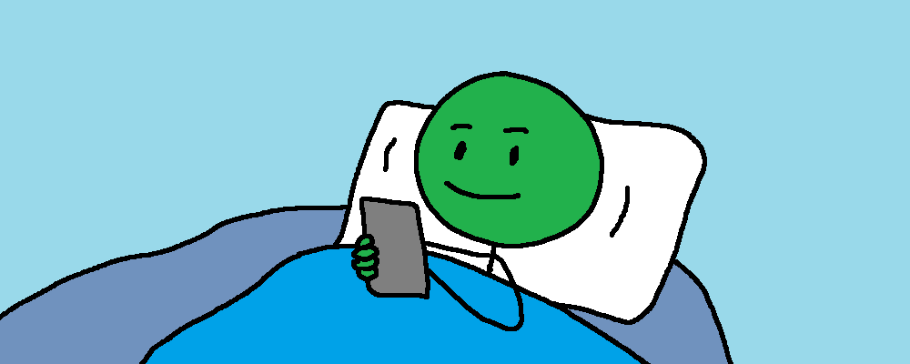 Browsing a phone in bed