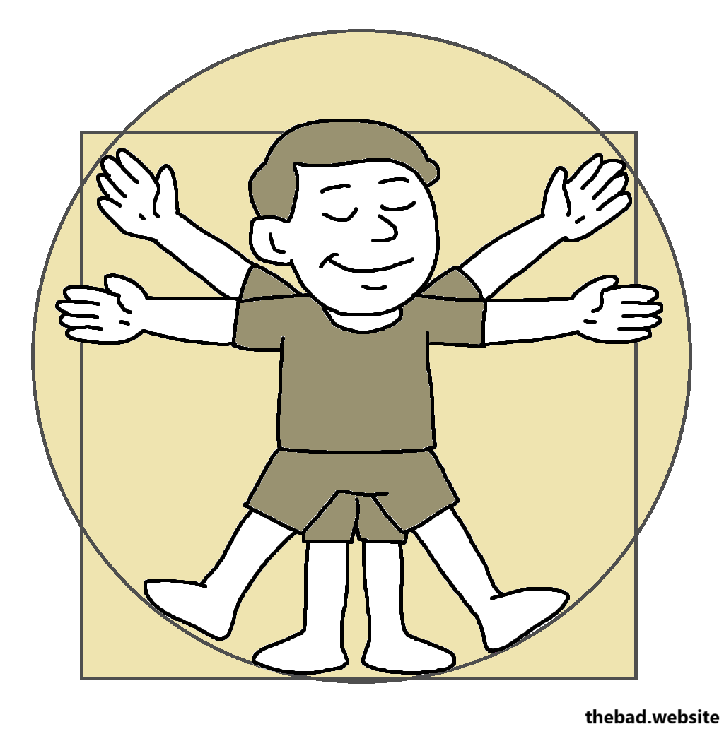 A smug vitruvian man