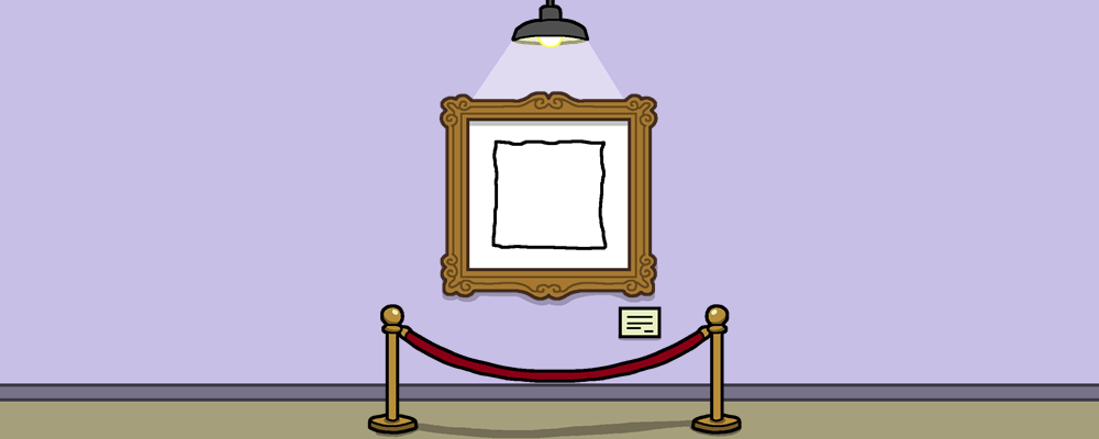 A badly drawn squared, framed on a wall