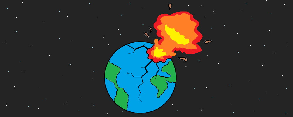 Planet Earth explodes