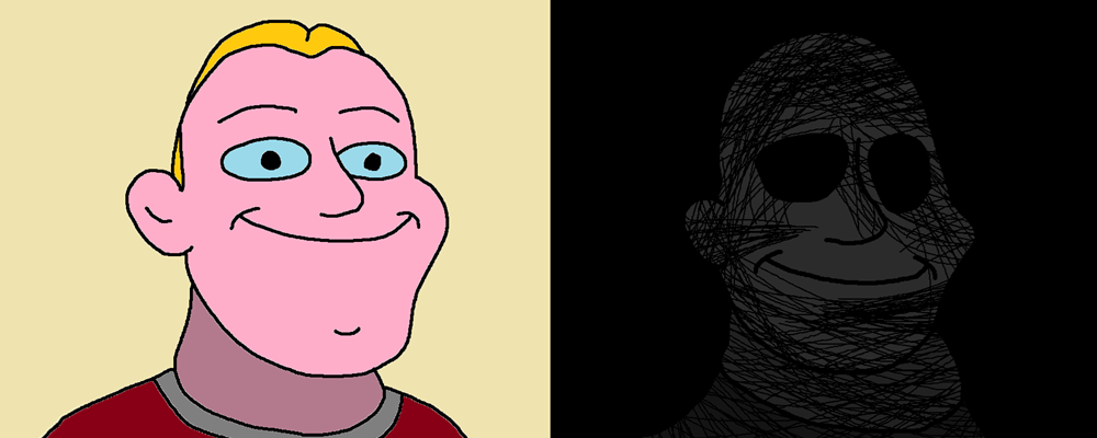 Two faces: one bright and happy, one dark and dead inside
