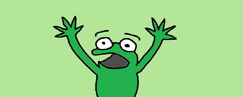 A green creature looks panicked
